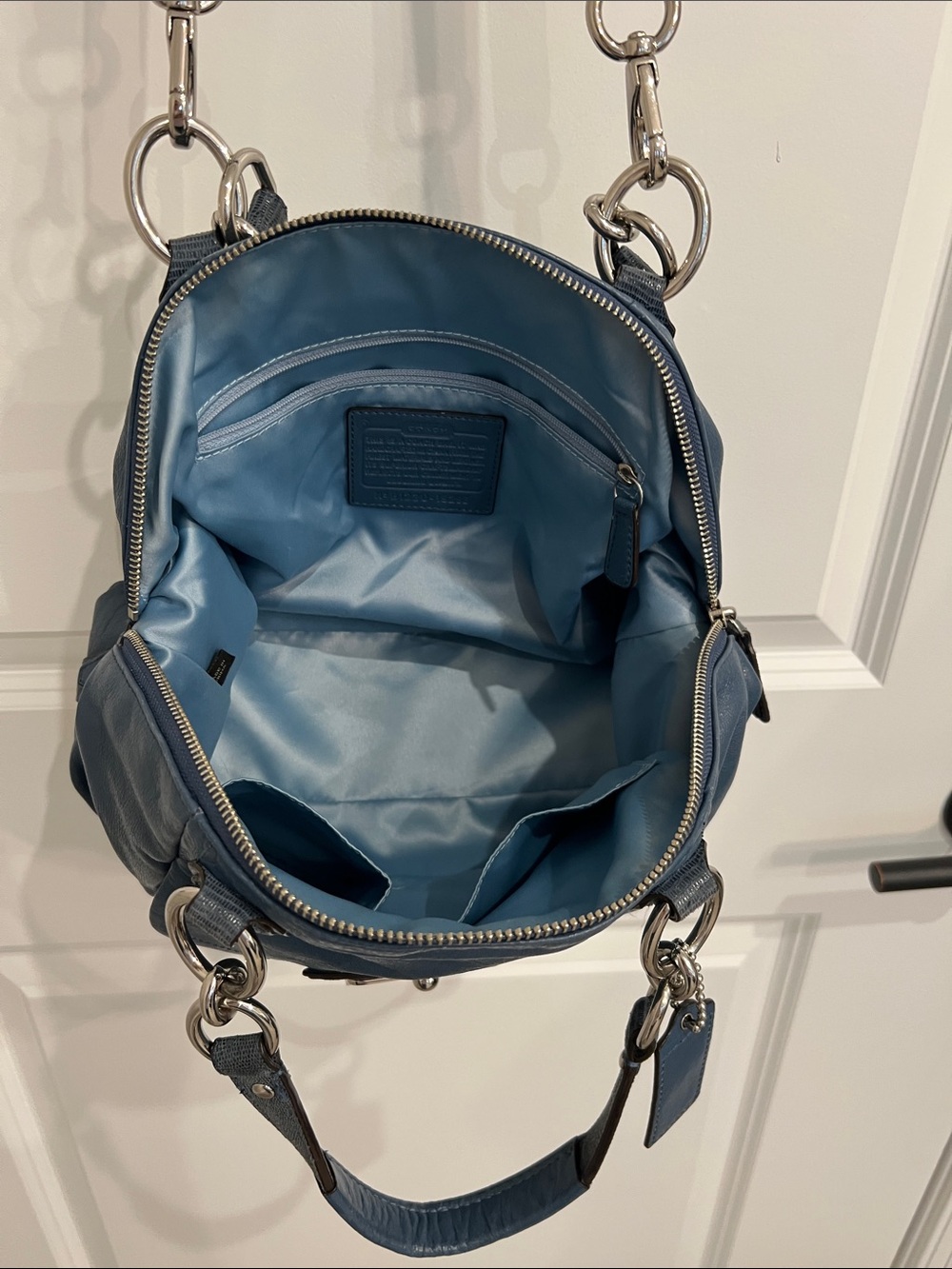 Coach 19296 Kristin Blue Leather Crossbody Satchel - Picture 8 of 16